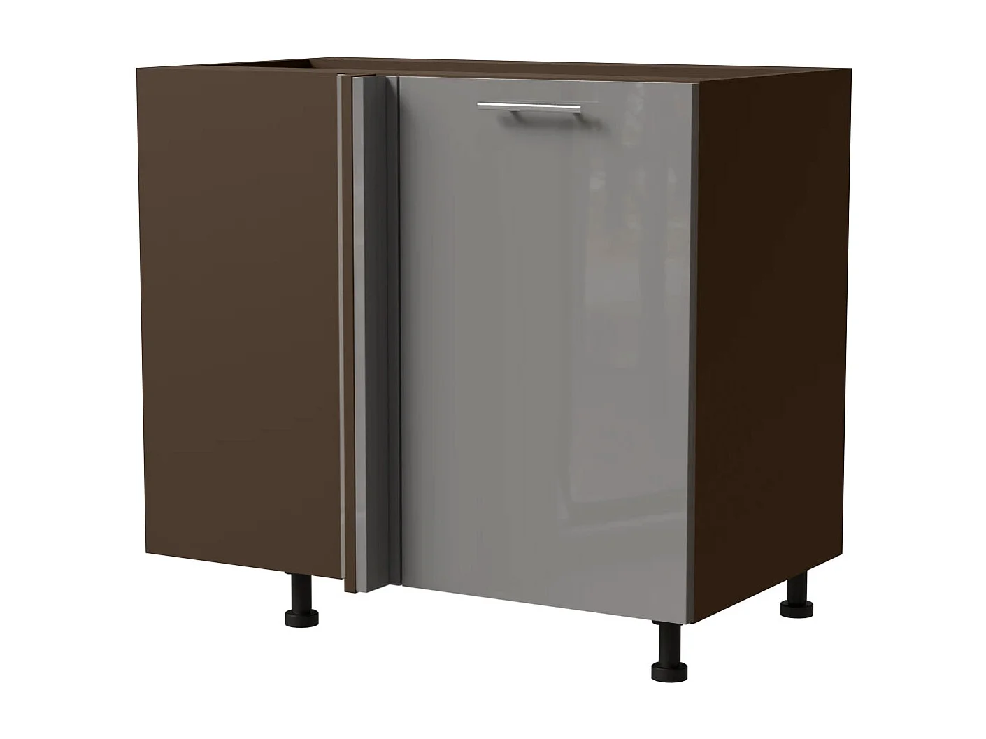 ECK-KÜCHENSCHRANK Essen D13U/90 Grau Hochglanz / Lava Matt 90 / 50 / 82cm