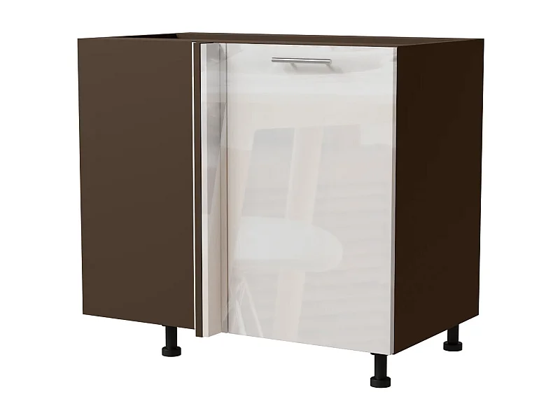ECK-KÜCHENSCHRANK Essen D13U/90 Weiß Hochglanz / Lava Matt 90 / 50 / 82cm