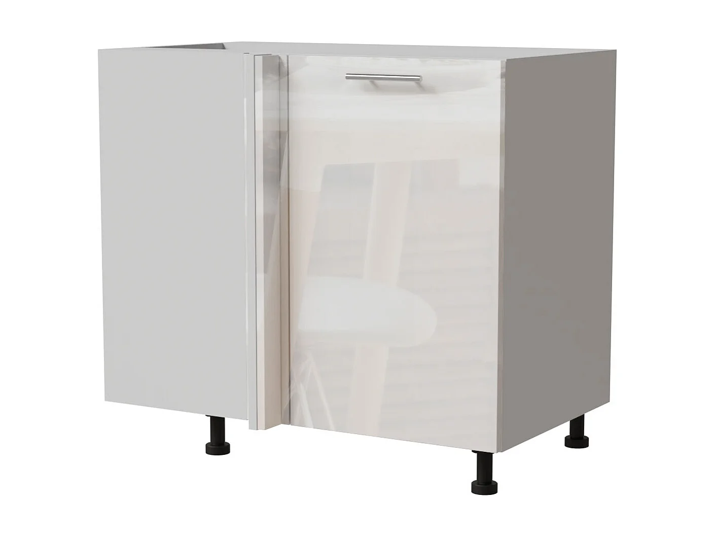 ECK-KÜCHENSCHRANK Essen D13U/90 Weiß Hochglanz / Weiß Matt 90 / 50 / 82cm