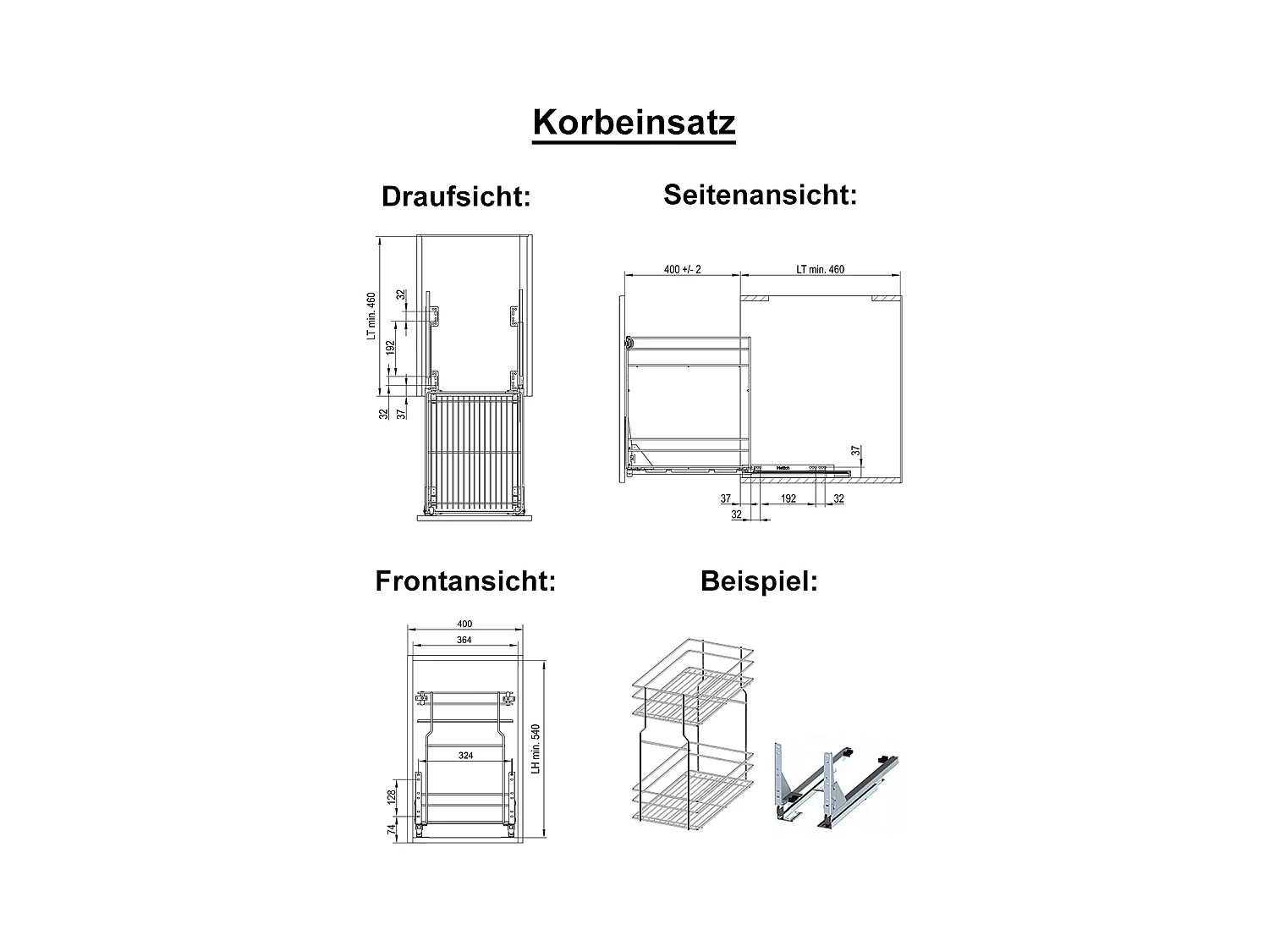 APOTHEKERSCHRANK Essen 2D14K/40/kargo Grau Hochglanz / Eiche Artisan Matt 40 / 59 / 207cm
