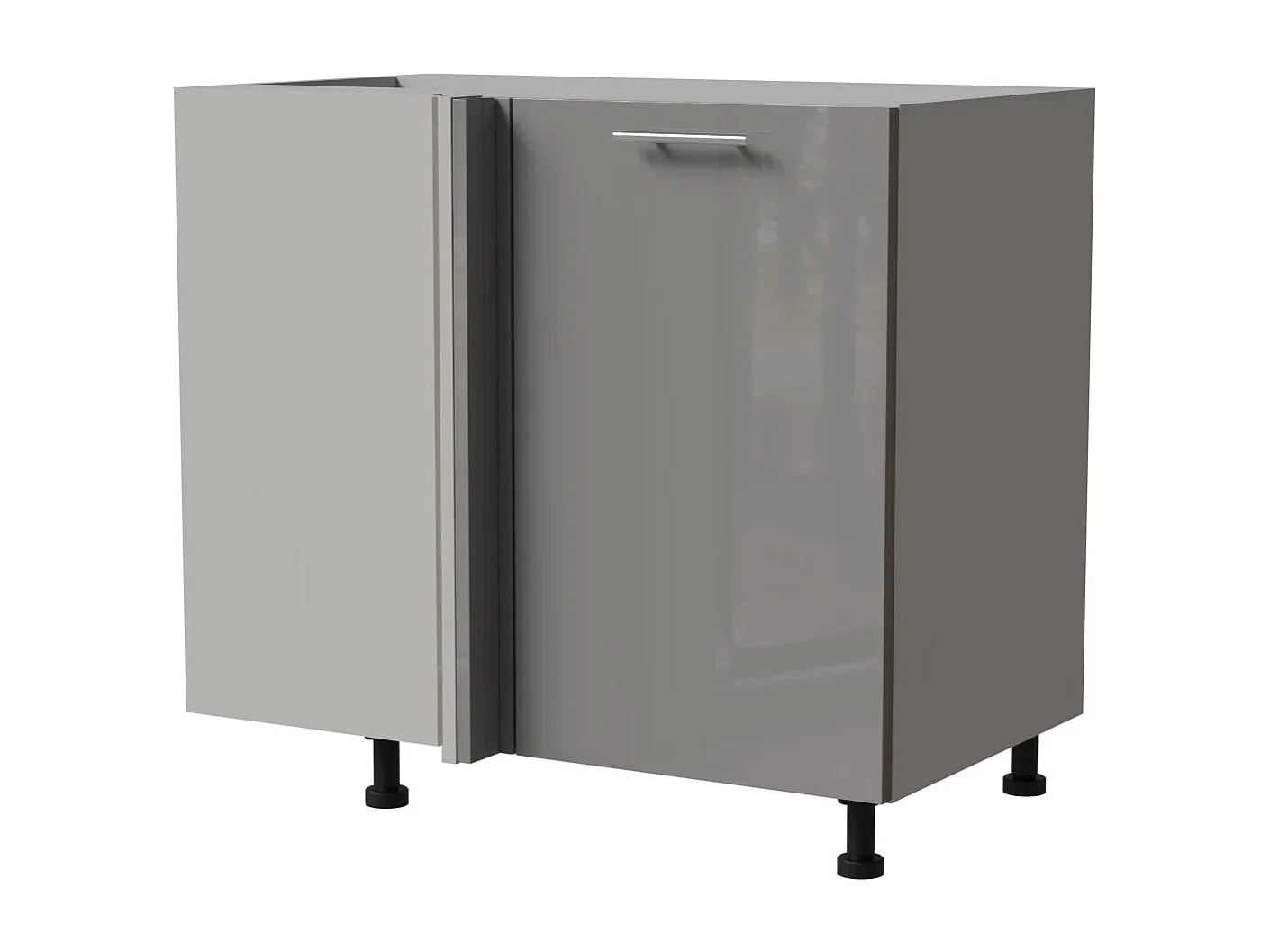 ECK-KÜCHENSCHRANK Essen D13U/90 Grau Hochglanz / Grau Matt 90 / 50 / 82cm