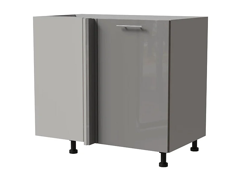 ECK-KÜCHENSCHRANK Essen D13U/90 Grau Hochglanz / Grau Matt 90 / 50 / 82cm