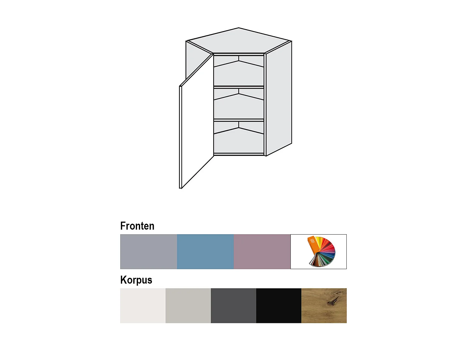 ECKHÄNGESCHRANK Bari W10/60 RAL 7040 fenstergrau (K5) / Weiß 60 / 60 / 72cm