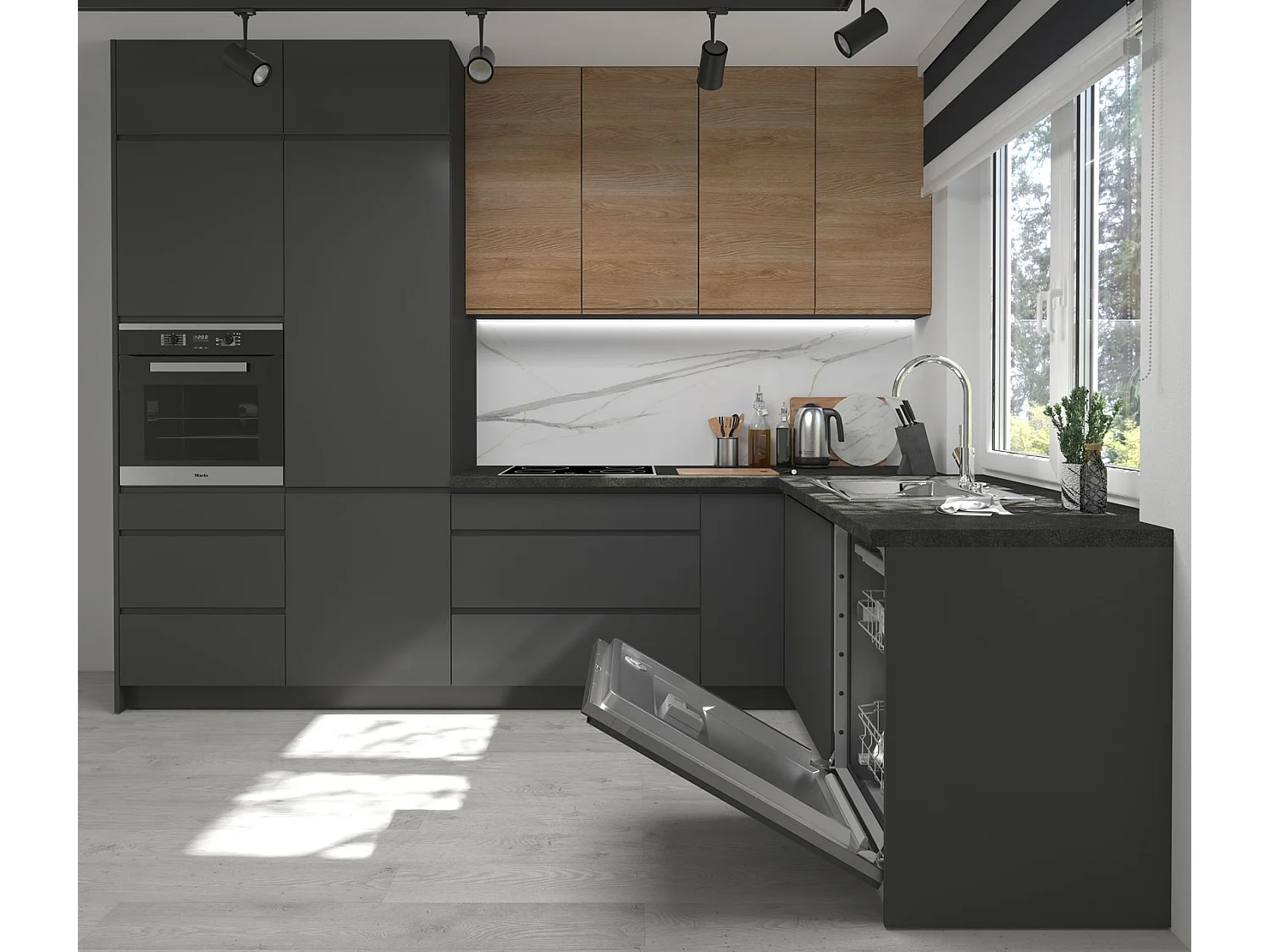 MIKROWELLENUMBAUSCHRANK Avellino W2MK/60 dust grey Acryl matt / Grau 60 / 32,5 / 72cm