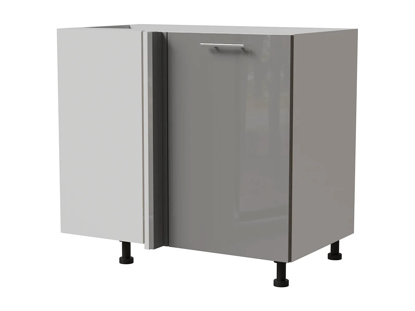 ECK-KÜCHENSCHRANK Essen D13U/90 Grau Hochglanz / Weiß Matt 90 / 50 / 82cm