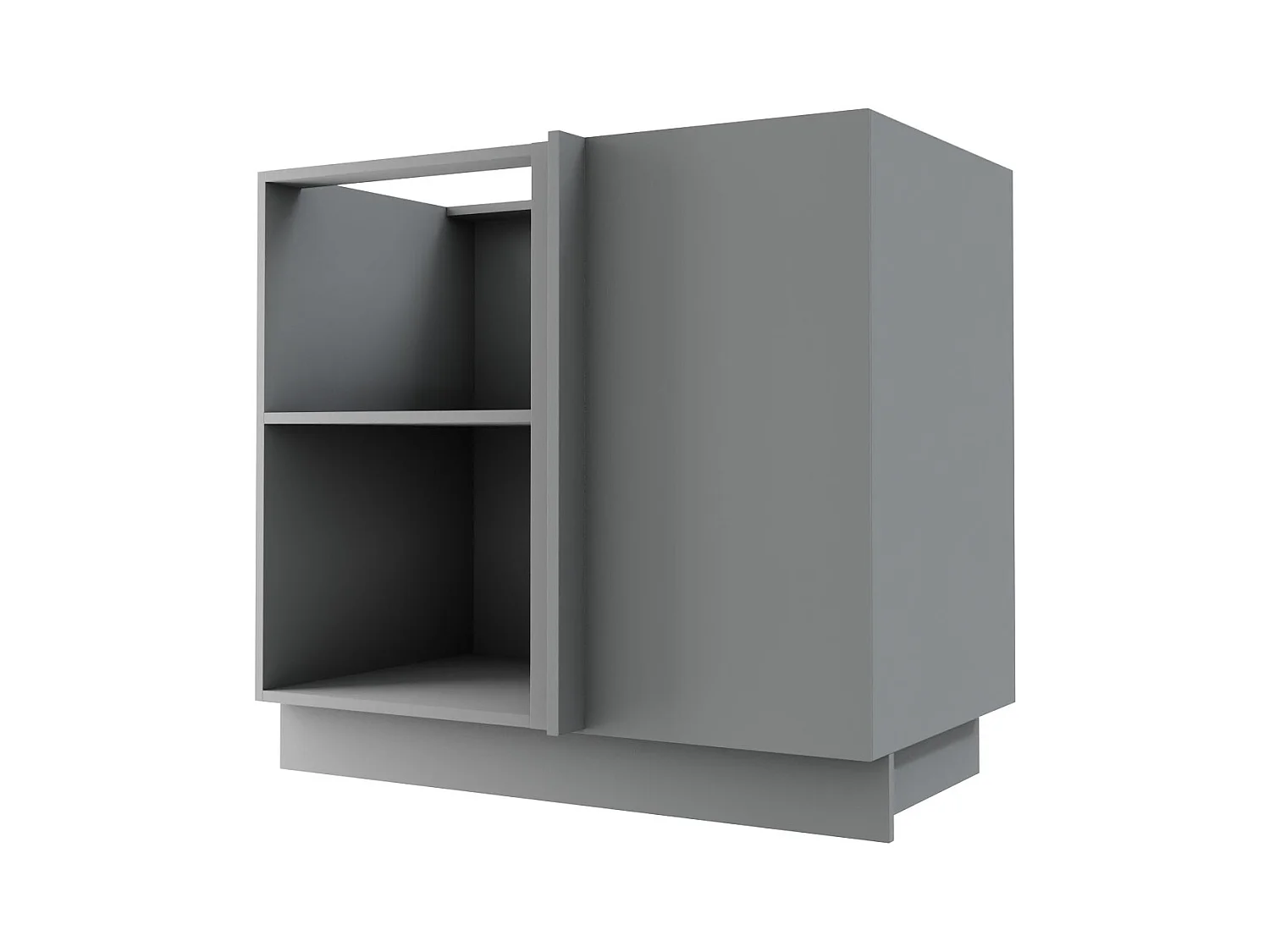 ECK-KÜCHENSCHRANK Essen D13U/90 Graphit Hochglanz / Grau Matt 90 / 50 / 82cm