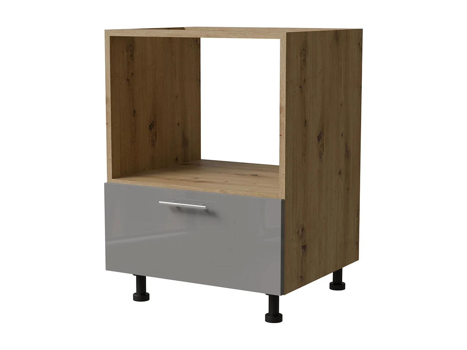 HERDUMBAUSCHRANK Essen D11K/60/Kompakt Grau Hochglanz / Eiche Artisan Matt 60 / 50 / 82cm