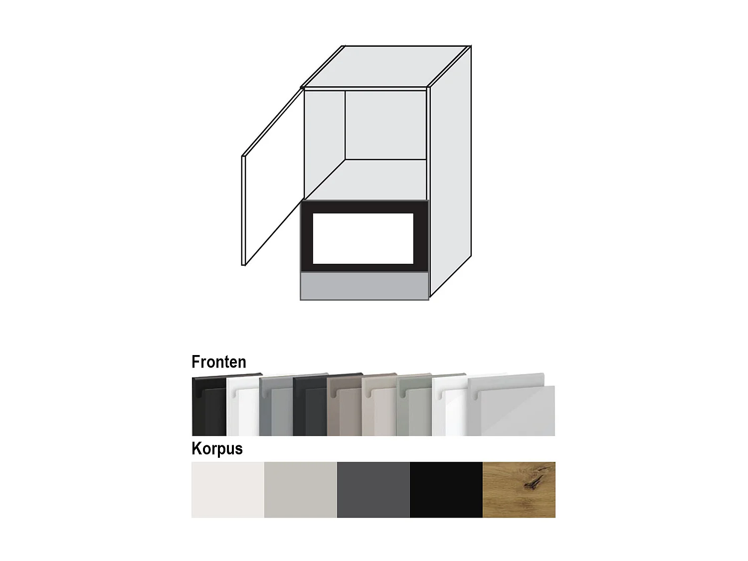 MIKROWELLENUMBAUSCHRANK Avellino W4MK/60 Dust Grey Acryl Matt / Grau Matt 60 / 32,5 / 96cm