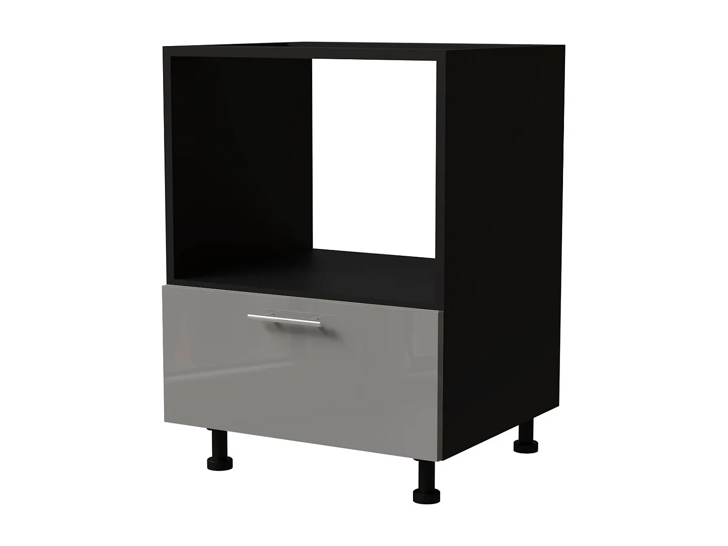 HERDUMBAUSCHRANK Essen D11K/60/Kompakt Grau Hochglanz / Schwarz Matt 60 / 50 / 82cm