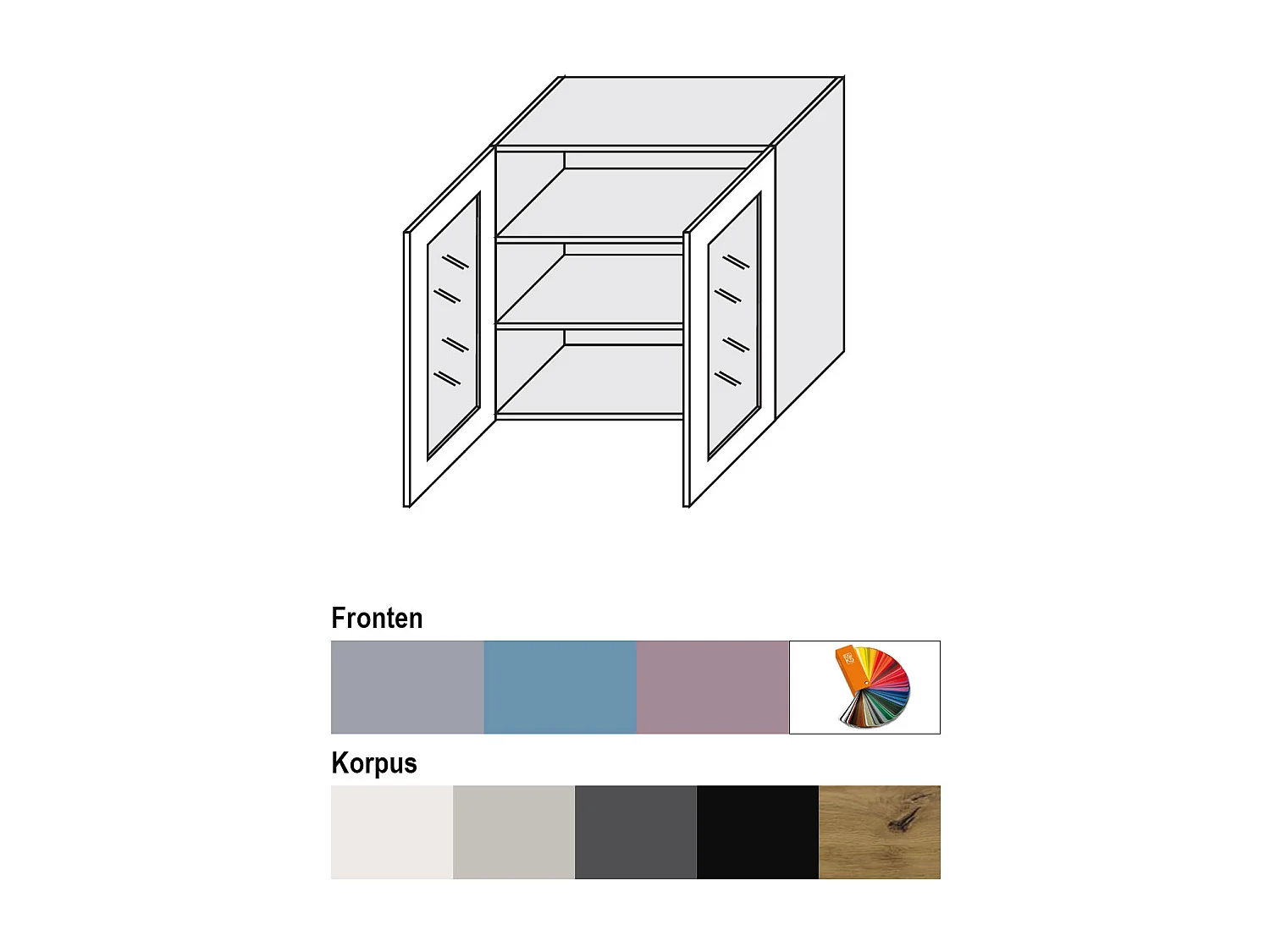 HÄNGESCHRANK Bari W3S/80 RAL Wunschfarbe (K5) / Weiß 80 / 32,5 / 72cm