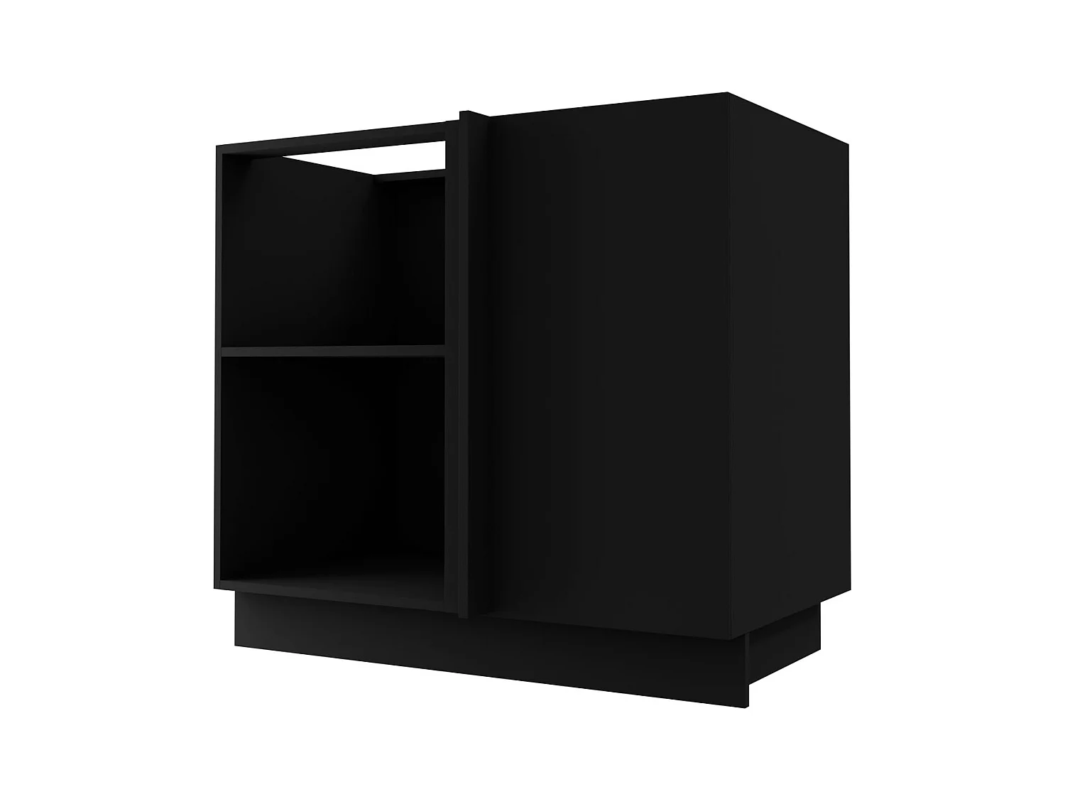 ECK-KÜCHENSCHRANK Essen D13U/90 Weiß Hochglanz / Schwarz Matt 90 / 50 / 82cm