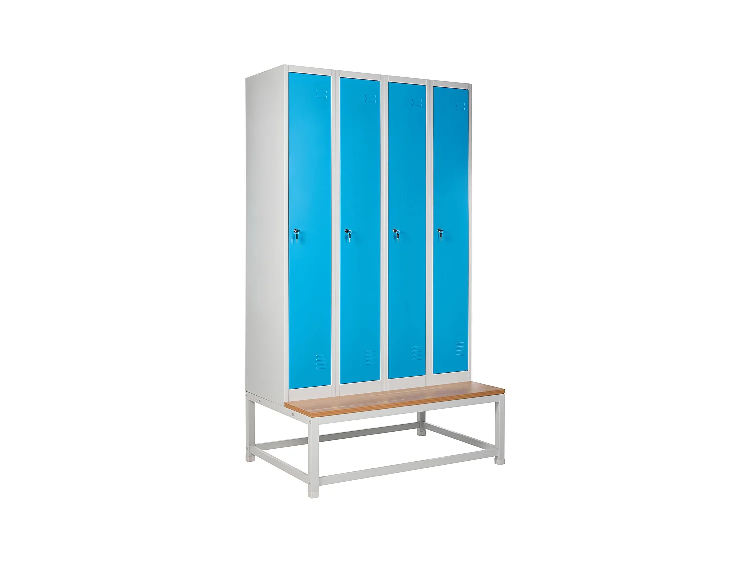 Casier vestiaire à 4 portes avec banc ATHLETE Métal Gris/bleu