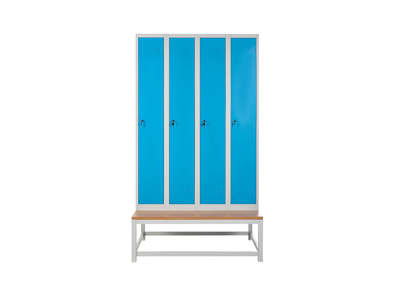 Casier vestiaire à 4 portes avec banc ATHLETE Métal Gris/bleu