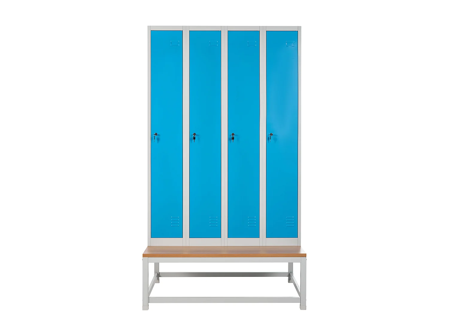 Casier vestiaire à 4 portes avec banc ATHLETE Métal Gris/bleu