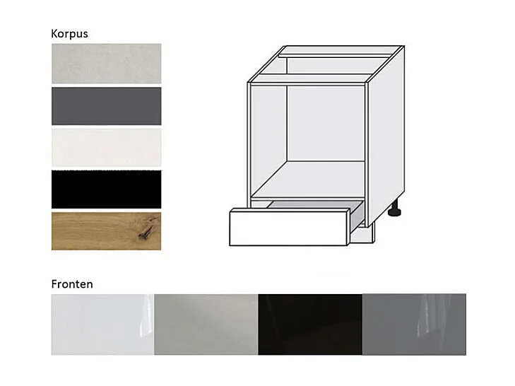HERDUMBAUSCHRANK Essen D11K/60/Kompakt Weiß Hochglanz / Grau Matt 60 / 50 / 82cm