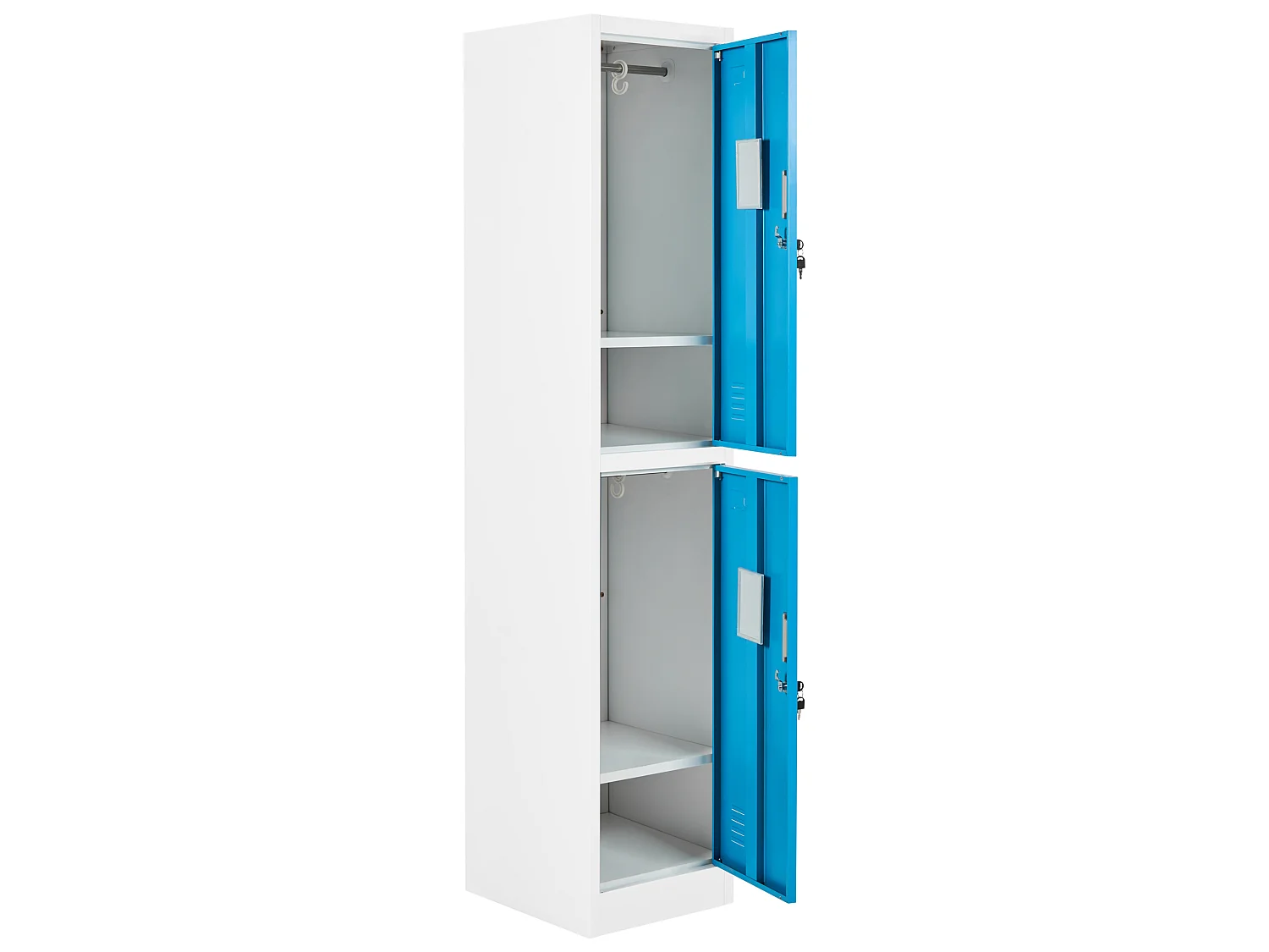 Casier vestiaire à 2 niveaux ATHLETE Métal Blanc/bleu