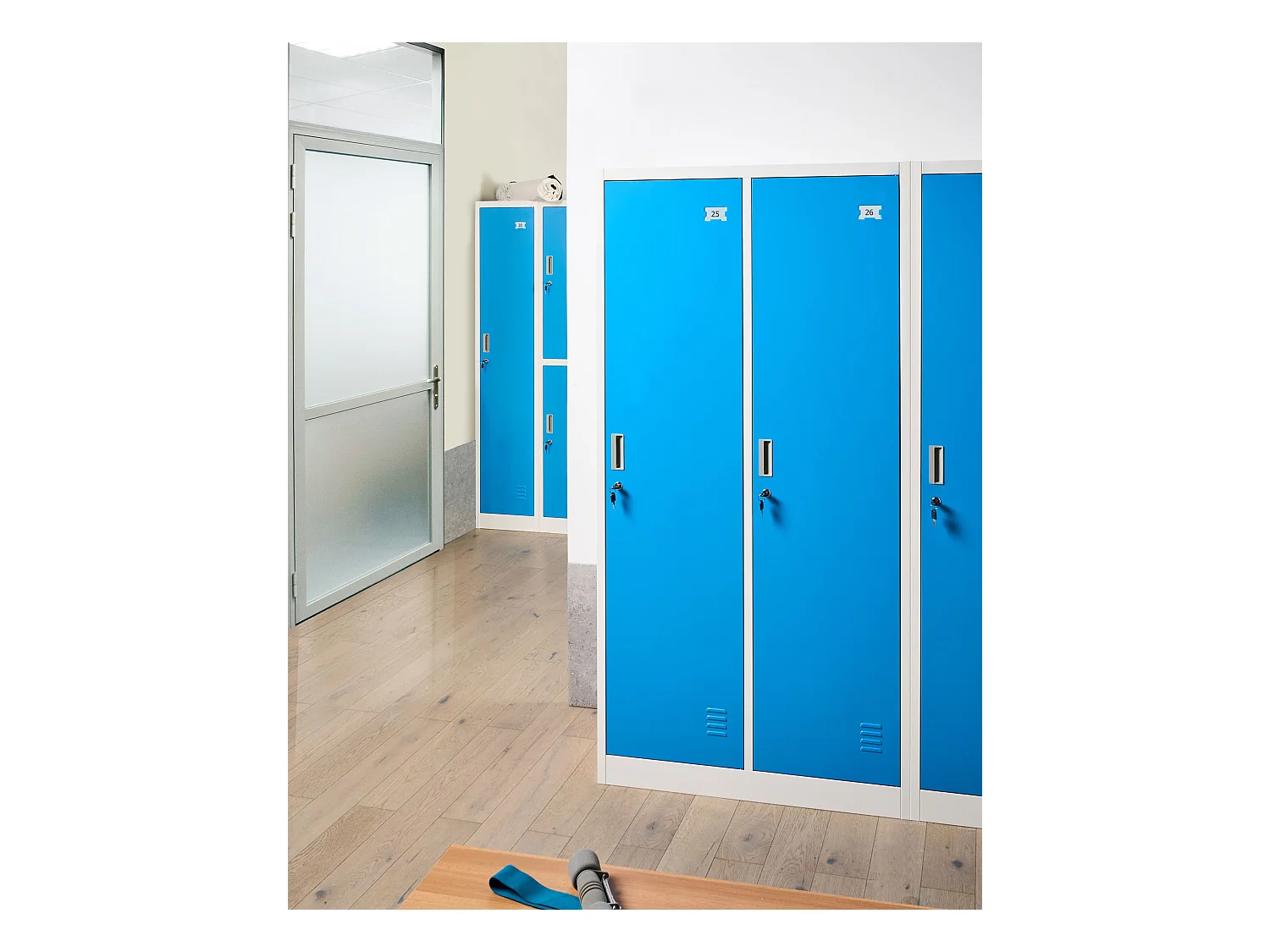 Casier vestiaire à double porte ATHLETE Métal Blanc/bleu