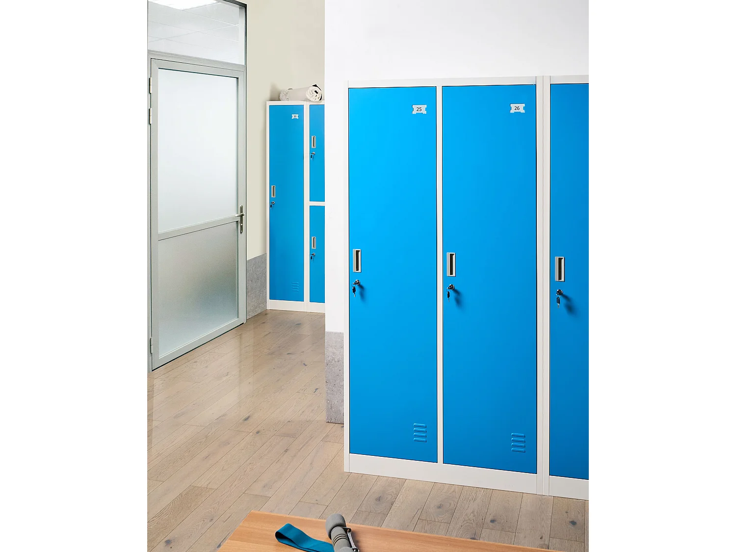 Casier vestiaire à double porte ATHLETE Métal Blanc/bleu