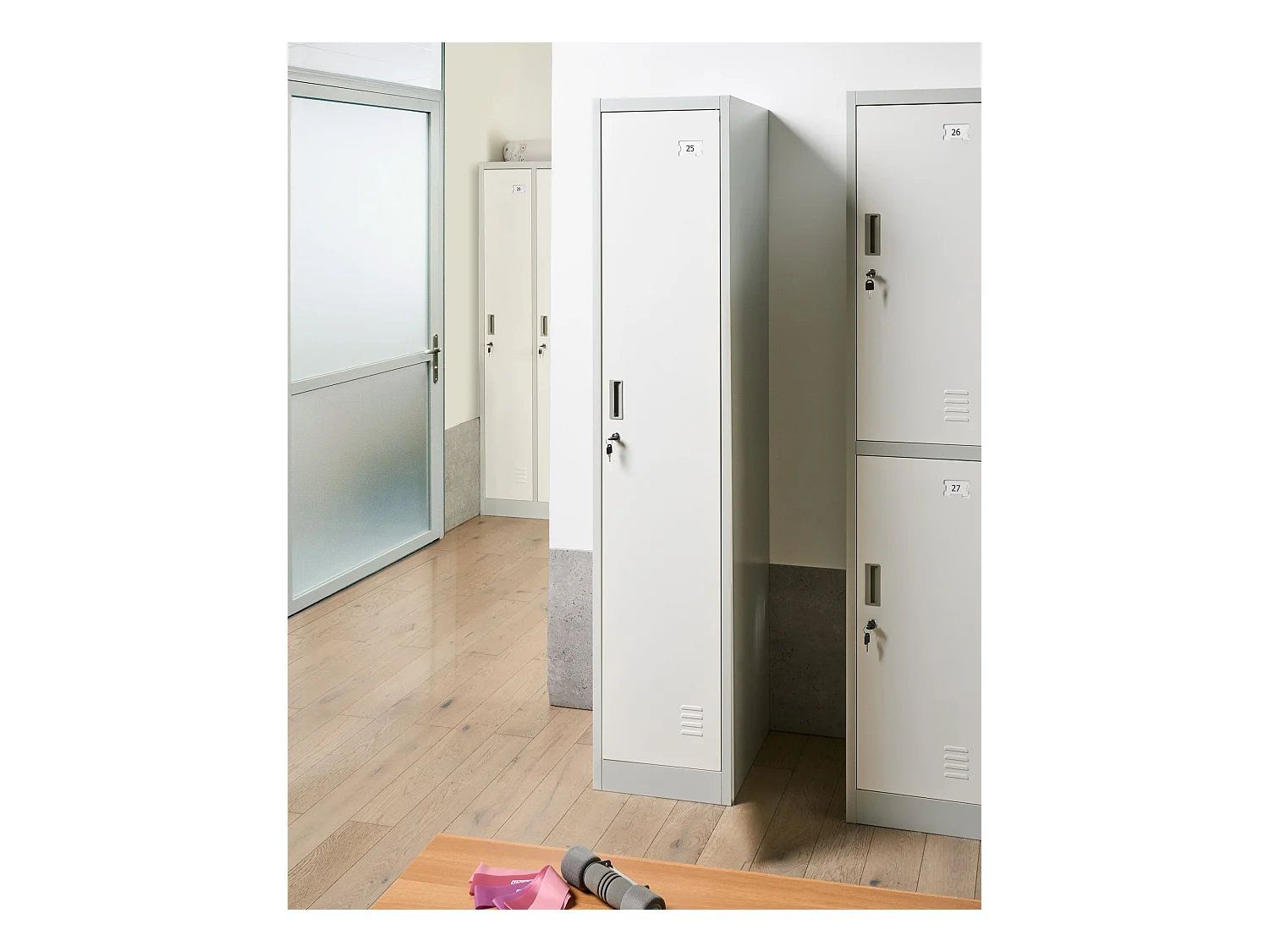 Casier vestiaire à porte simple ATHLETE Métal Gris/blanc