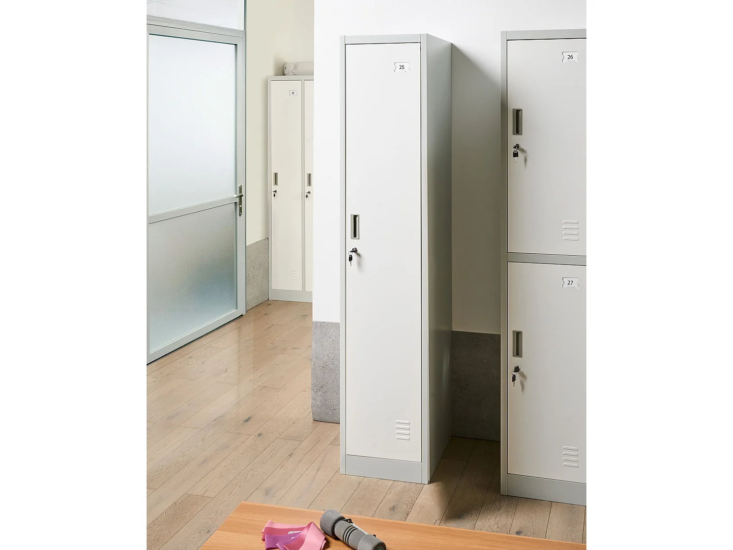 Casier vestiaire à porte simple ATHLETE Métal Gris/blanc