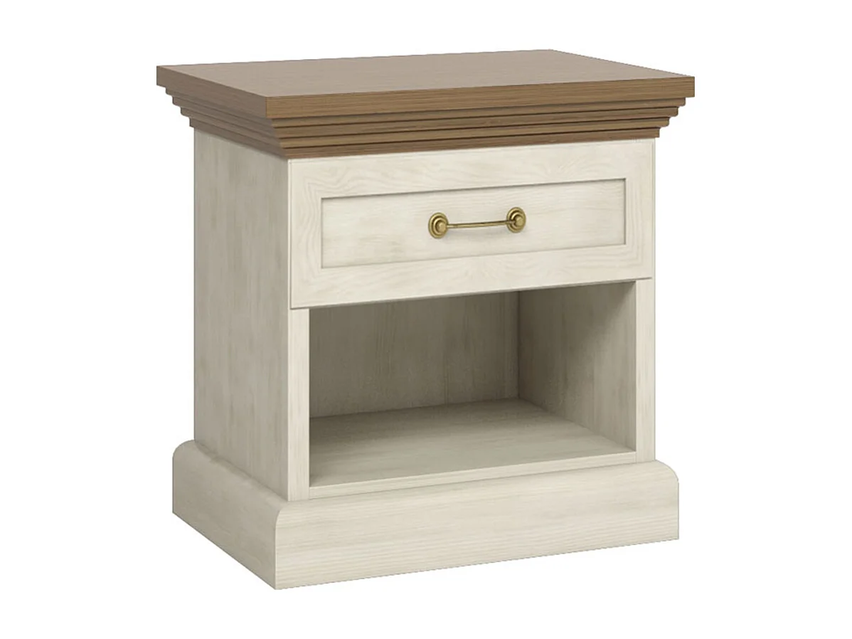 NACHTTISCH Royal Pinie skandinavisch / weiß / Wildeiche 57 / 44,8 / 51,2cm