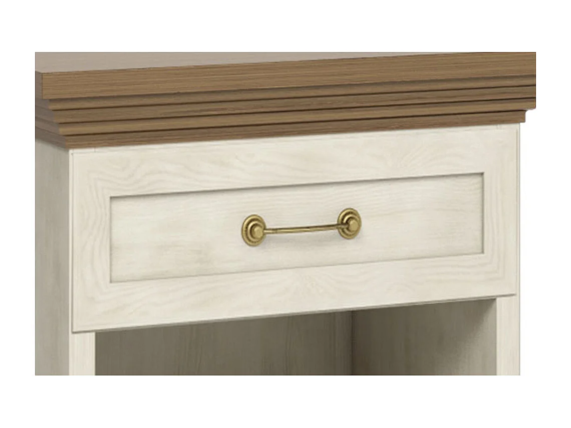 NACHTTISCH Royal Pinie skandinavisch / weiß / Wildeiche 57 / 44,8 / 51,2cm