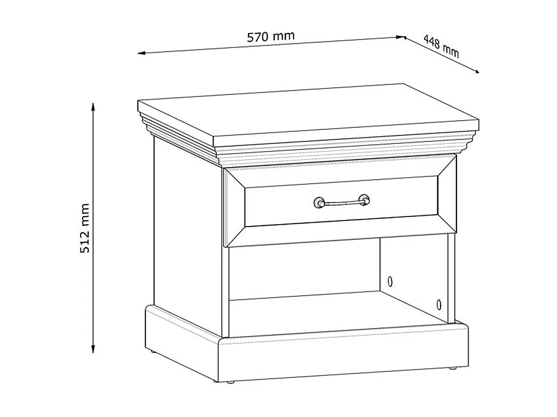 NACHTTISCH Royal Pinie skandinavisch / weiß / Wildeiche 57 / 44,8 / 51,2cm