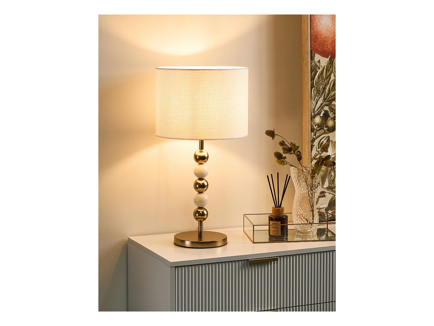 Lampe à poser LOKY Métal Laiton/Beige