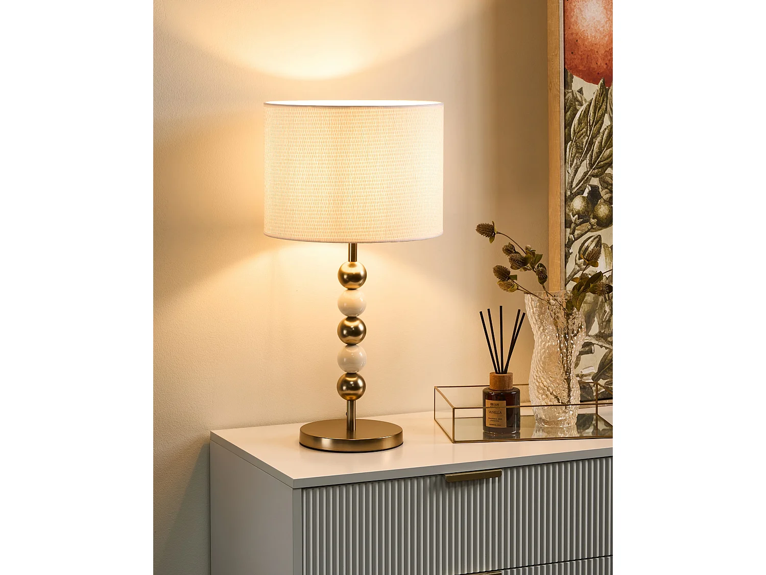 Table Lamp LOKY Metal Brass/Beige