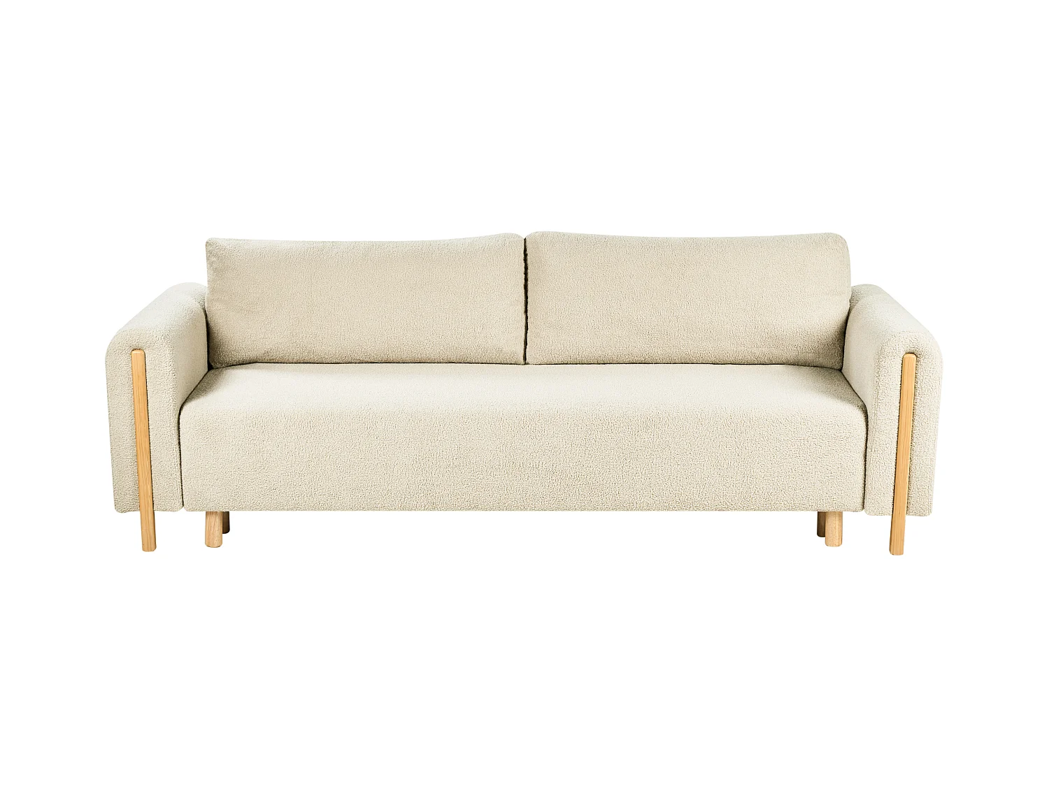 Canapé-lit 3 places KVAM Bouclé Blanc cassé avec rangement