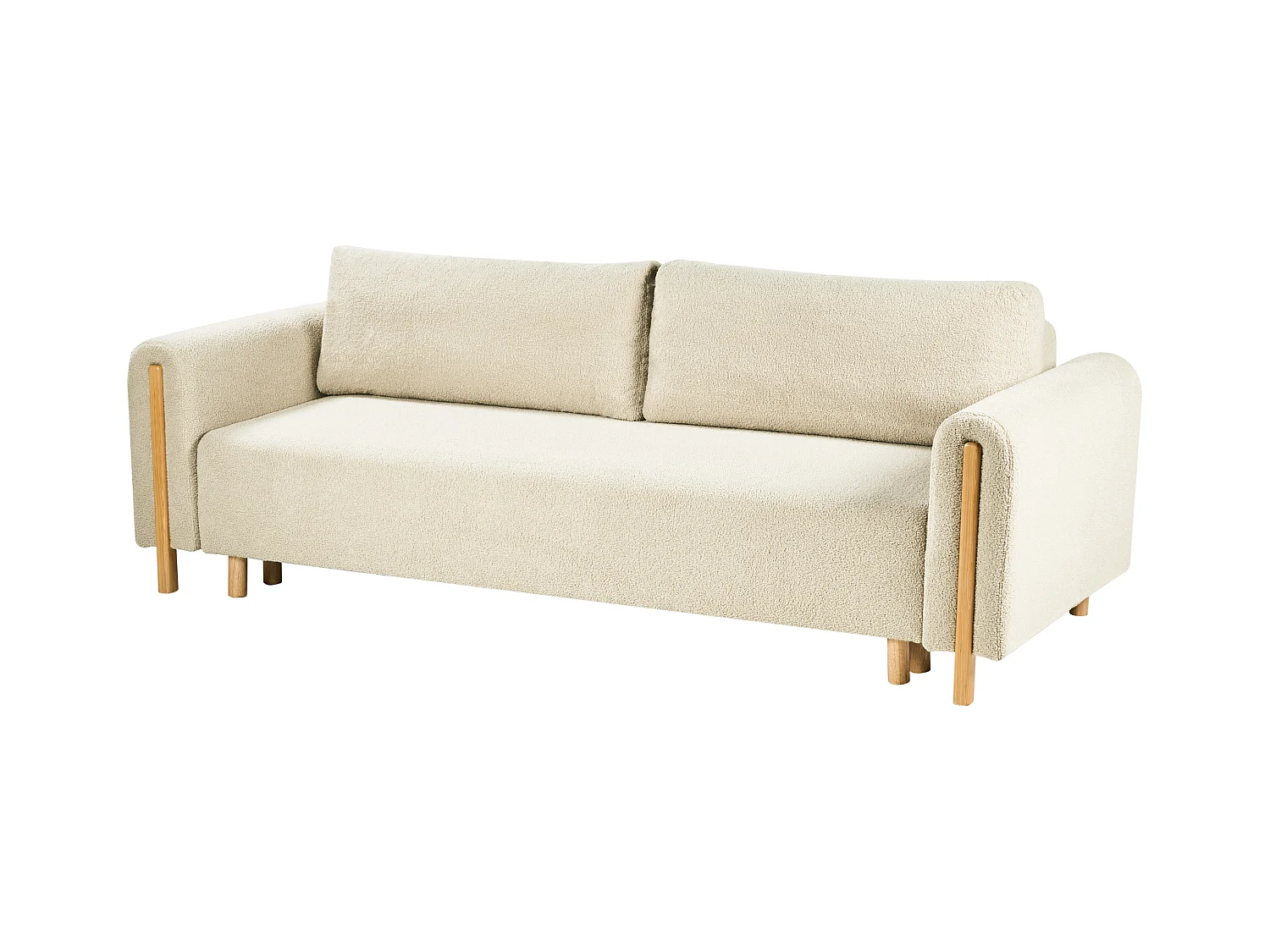 Canapé-lit 3 places KVAM Bouclé Blanc cassé avec rangement