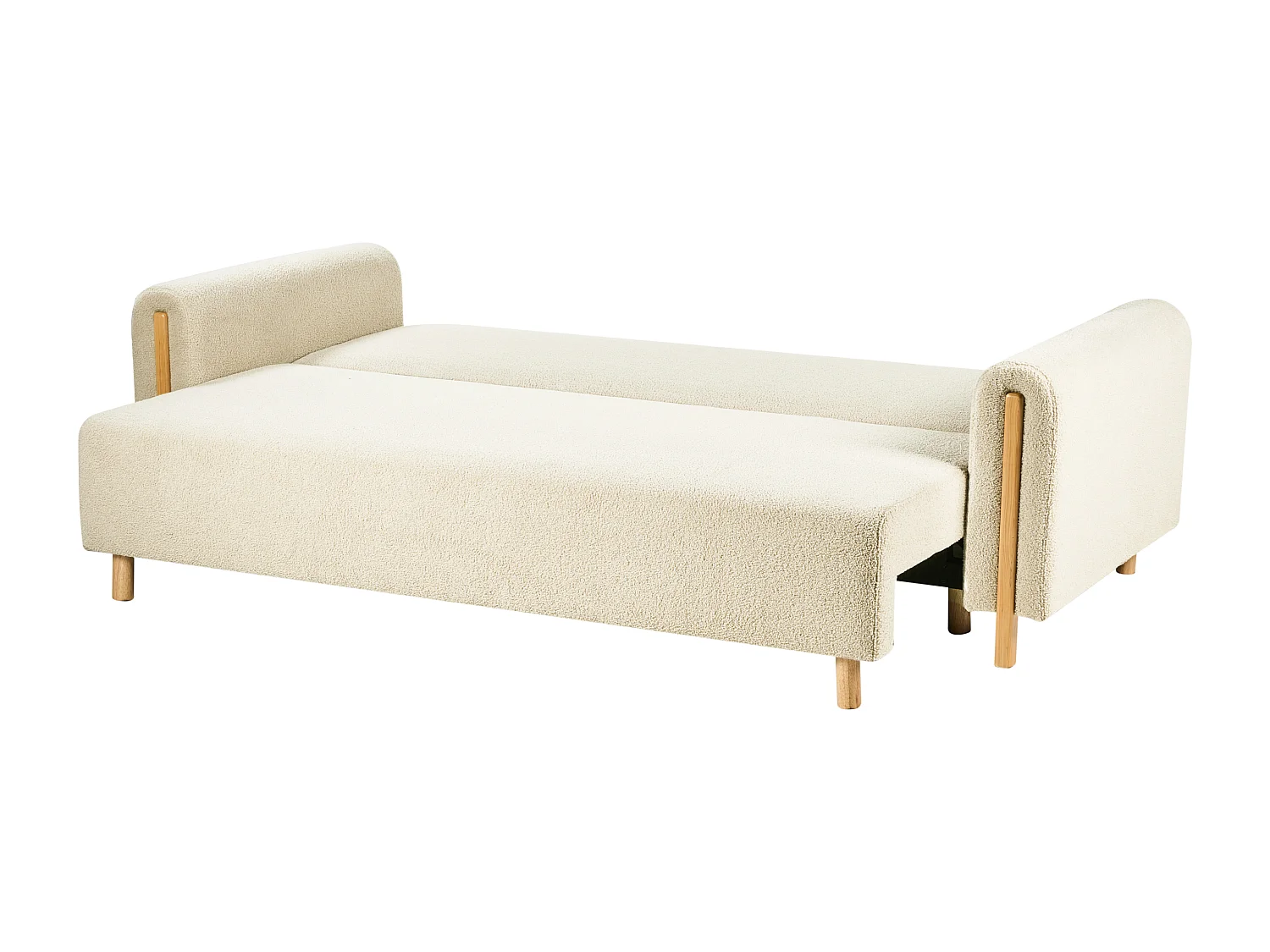 Canapé-lit 3 places KVAM Bouclé Blanc cassé avec rangement