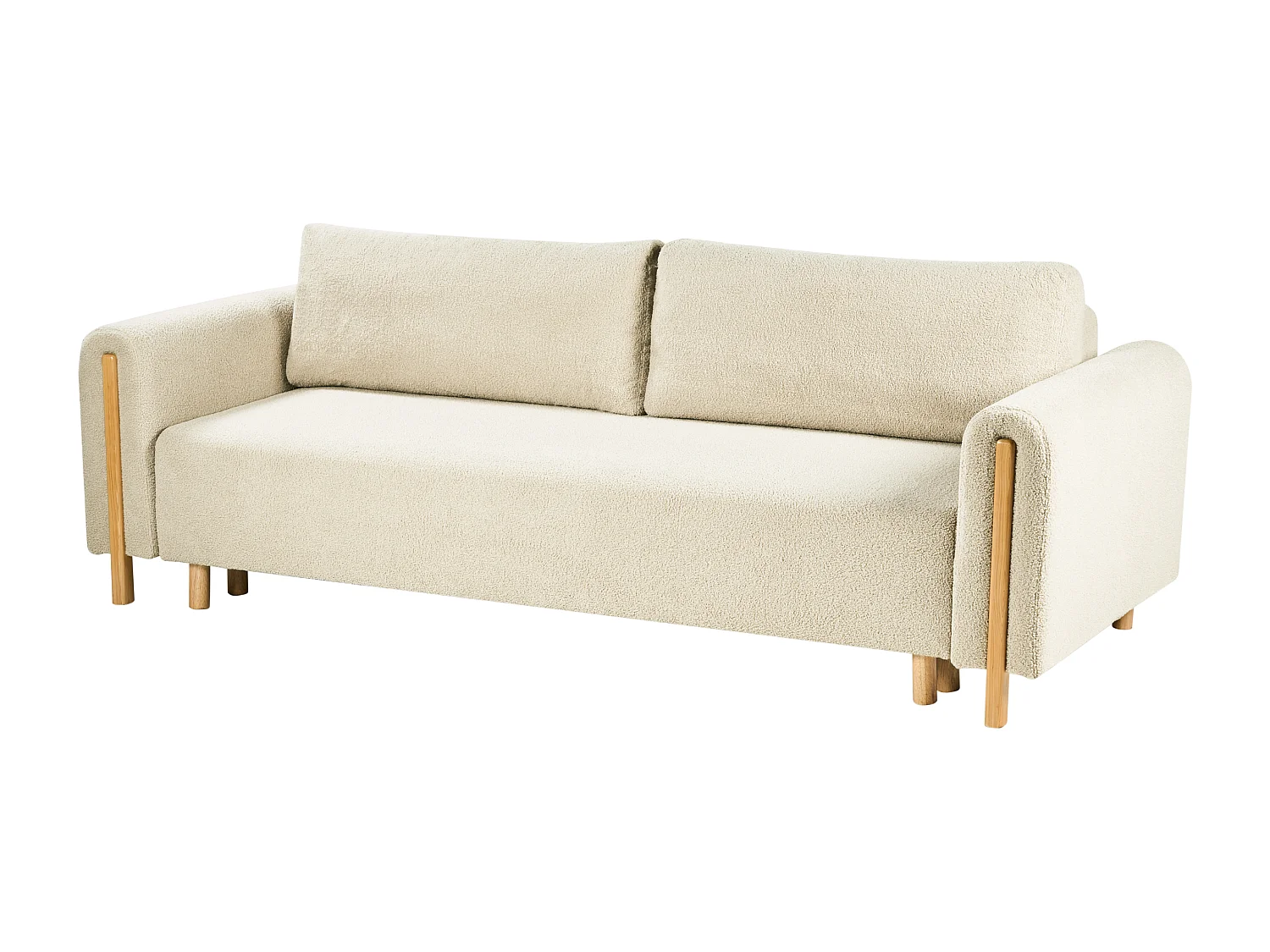 Canapé-lit 3 places KVAM Bouclé Blanc cassé avec rangement