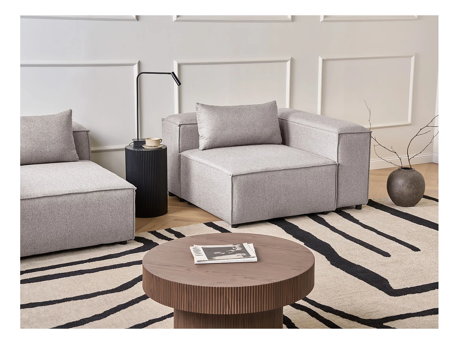 Module d'angle BRANDE Tissu Marron clair Symétrique