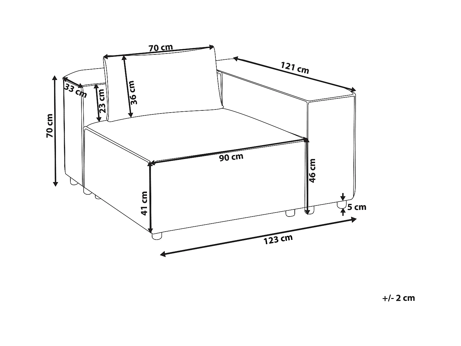 Module d'angle BRANDE Tissu Marron clair Symétrique