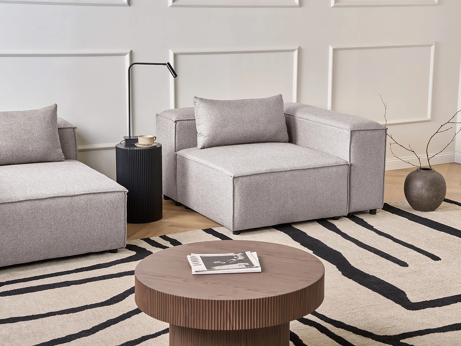 Module d'angle BRANDE Tissu Marron clair Symétrique