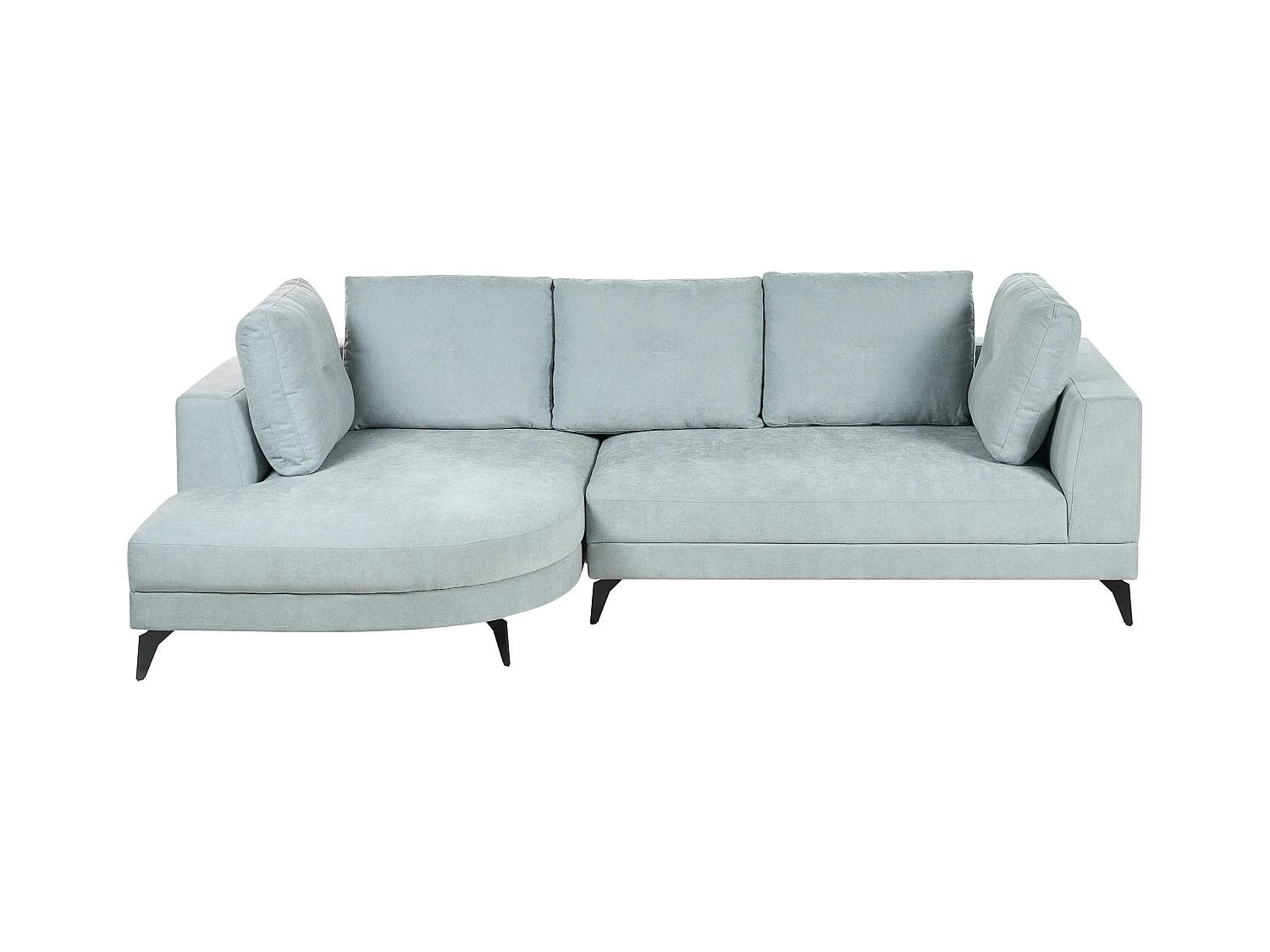 Canapé d'Angle Droit Moderne Revêtement Tissu Chenille Pieds en Fer Noirs avec Coussins Bleu Clair Marum