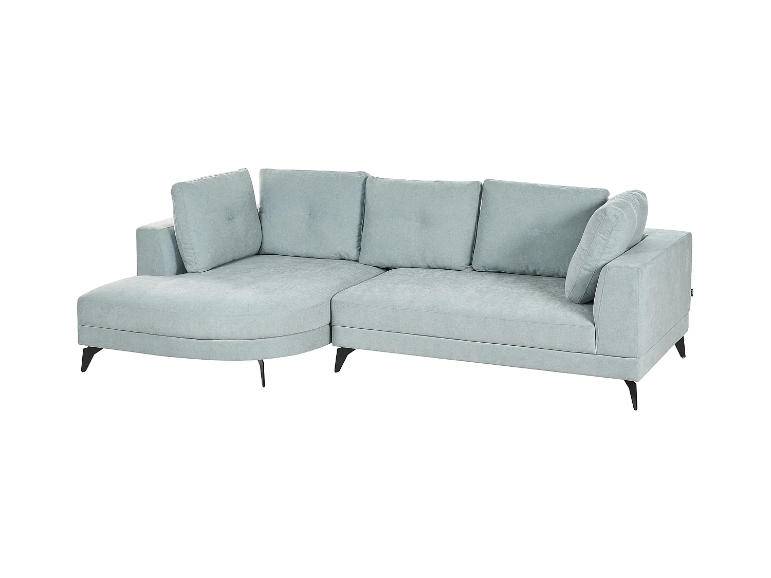 Canapé d'Angle Droit Moderne Revêtement Tissu Chenille Pieds en Fer Noirs avec Coussins Bleu Clair Marum