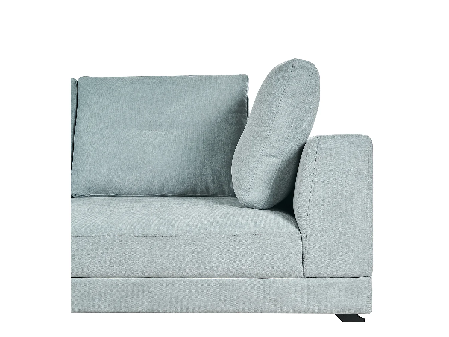 Canapé d'Angle Droit Moderne Revêtement Tissu Chenille Pieds en Fer Noirs avec Coussins Bleu Clair Marum