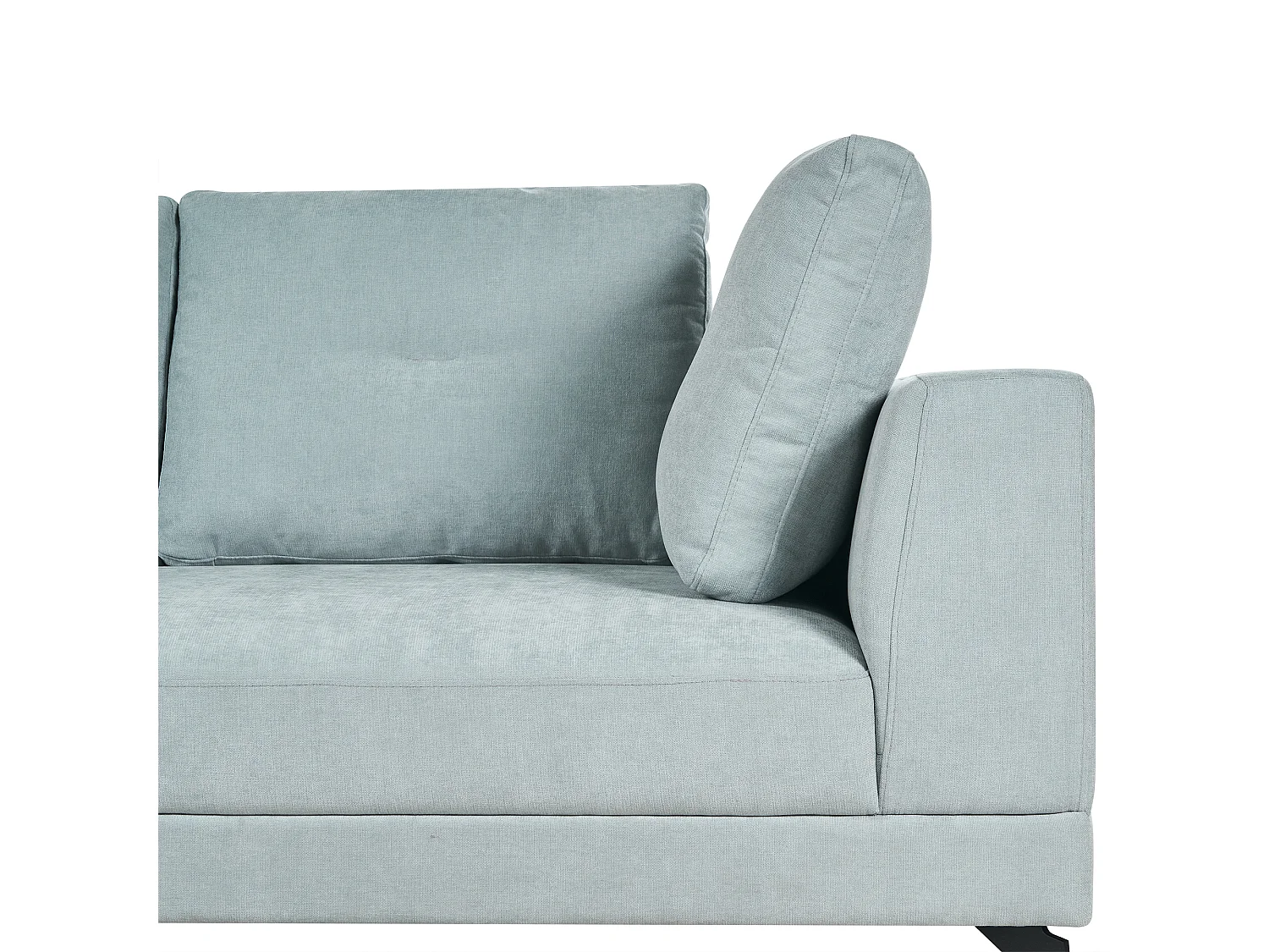 Canapé d'Angle Droit Moderne Revêtement Tissu Chenille Pieds en Fer Noirs avec Coussins Bleu Clair Marum