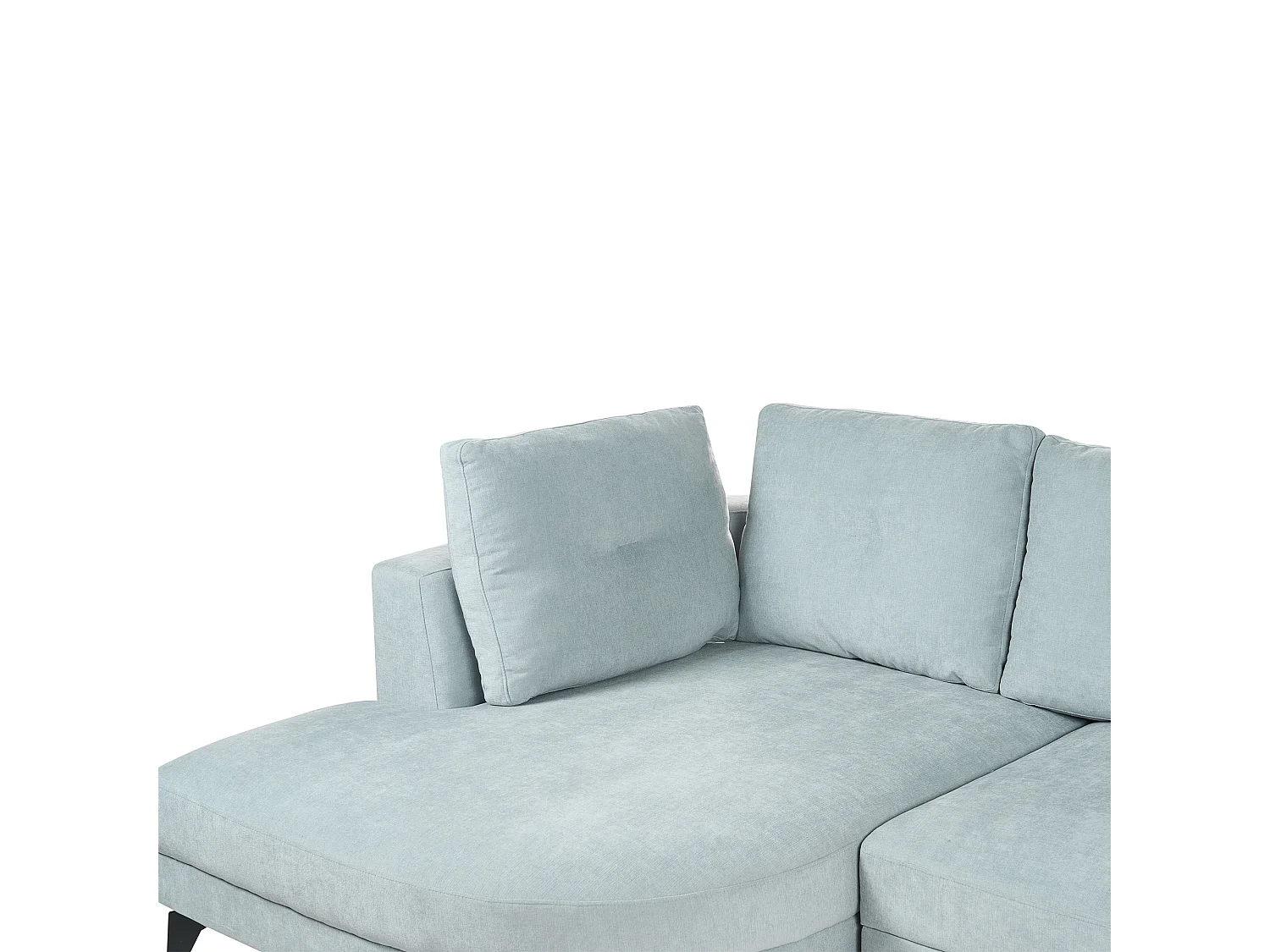 Canapé d'Angle Droit Moderne Revêtement Tissu Chenille Pieds en Fer Noirs avec Coussins Bleu Clair Marum