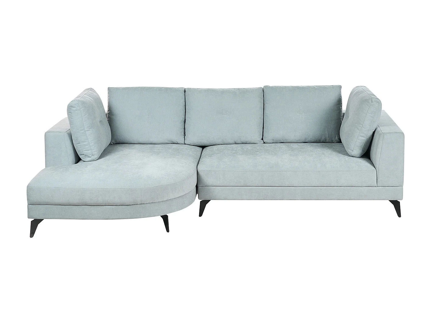 Canapé d'Angle Droit Moderne Revêtement Tissu Chenille Pieds en Fer Noirs avec Coussins Bleu Clair Marum