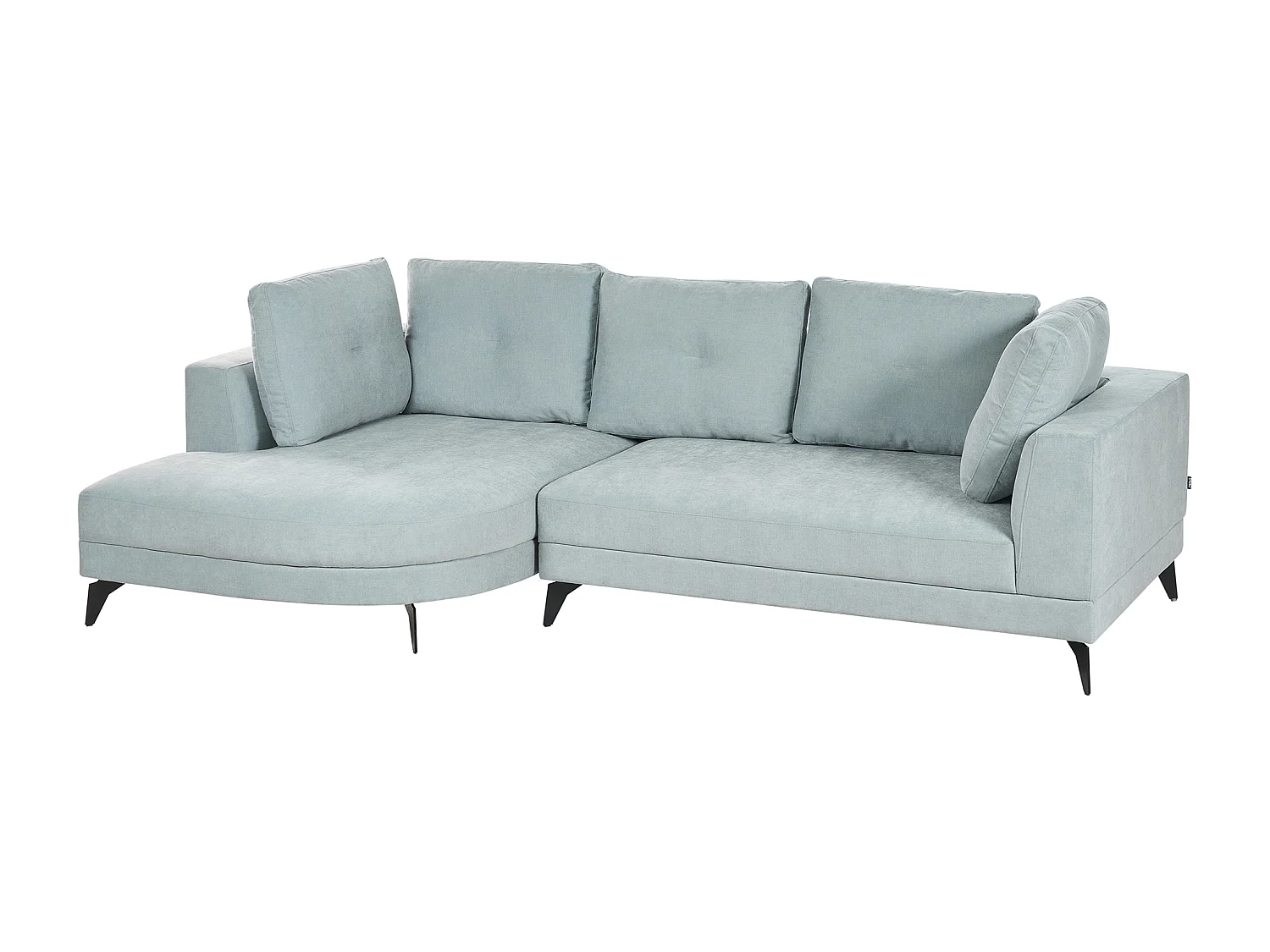 Canapé d'Angle Droit Moderne Revêtement Tissu Chenille Pieds en Fer Noirs avec Coussins Bleu Clair Marum