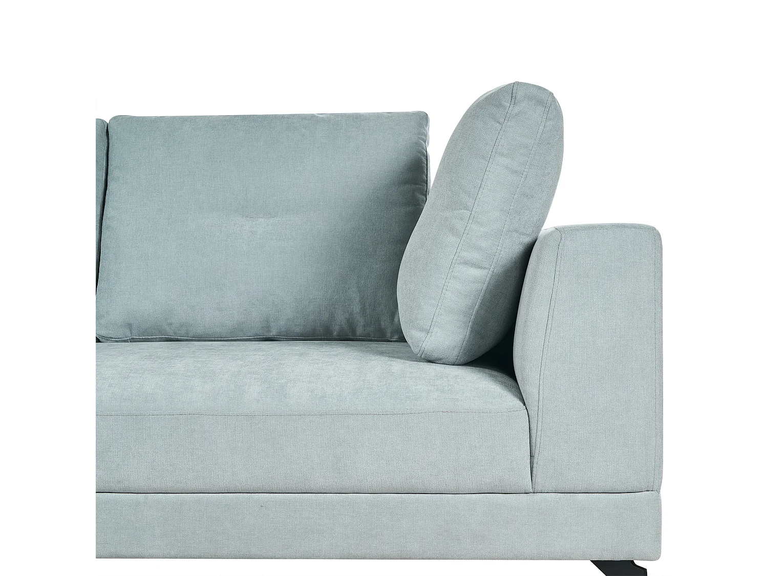 Canapé d'Angle Droit Moderne Revêtement Tissu Chenille Pieds en Fer Noirs avec Coussins Bleu Clair Marum