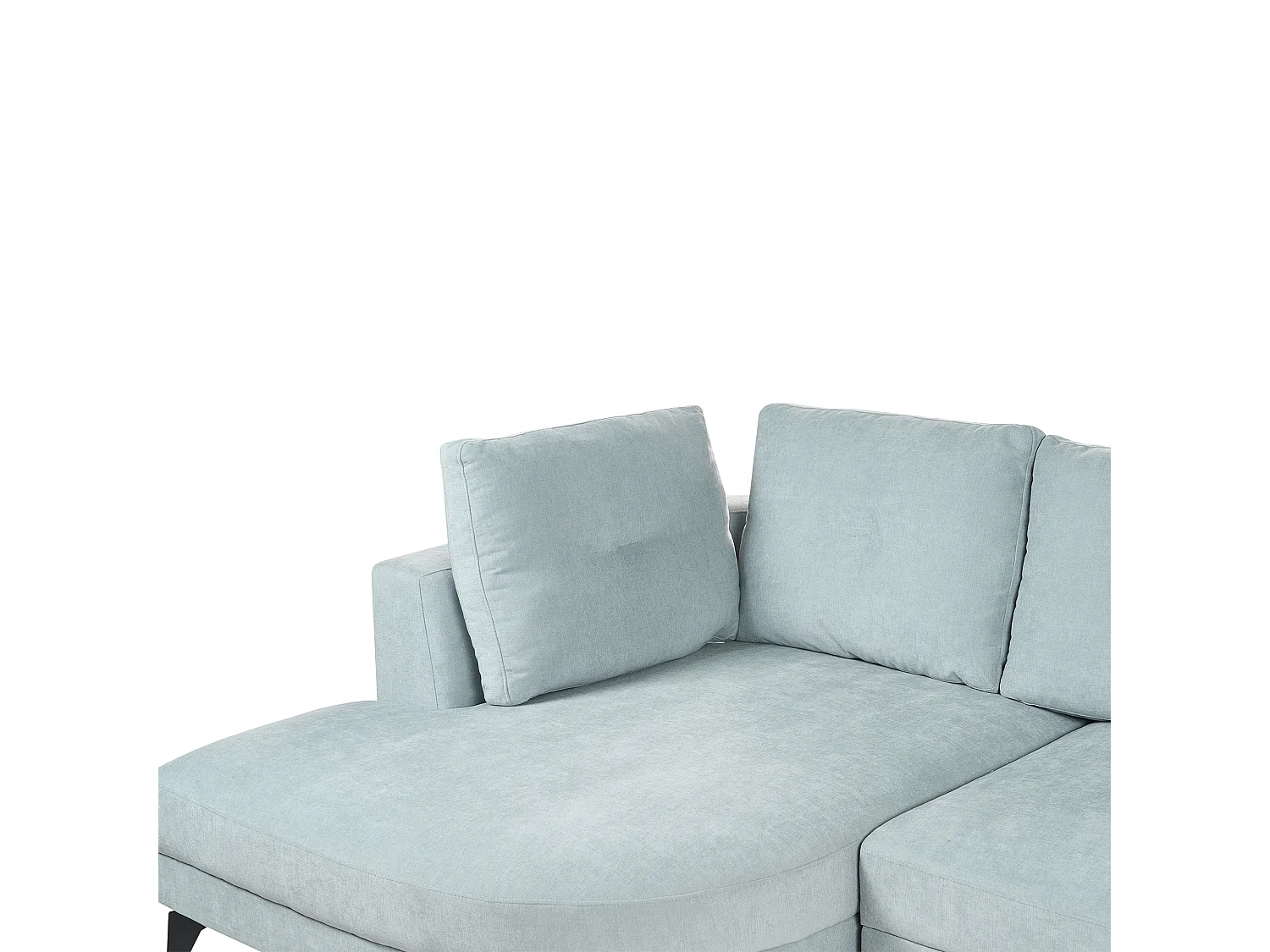 Canapé d'Angle Droit Moderne Revêtement Tissu Chenille Pieds en Fer Noirs avec Coussins Bleu Clair Marum