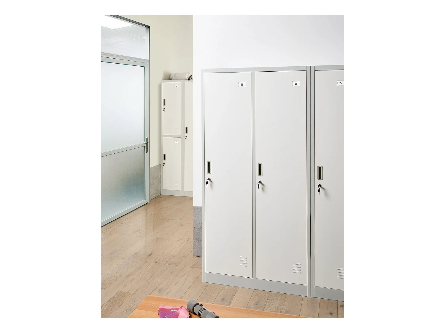 Casier vestiaire à double porte ATHLETE Métal Gris/blanc