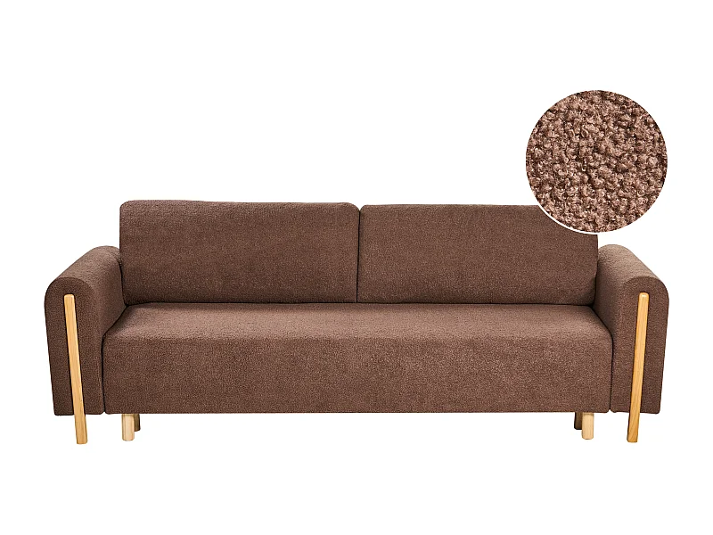 Canapé-lit 3 places KVAM Bouclé Marron avec rangement