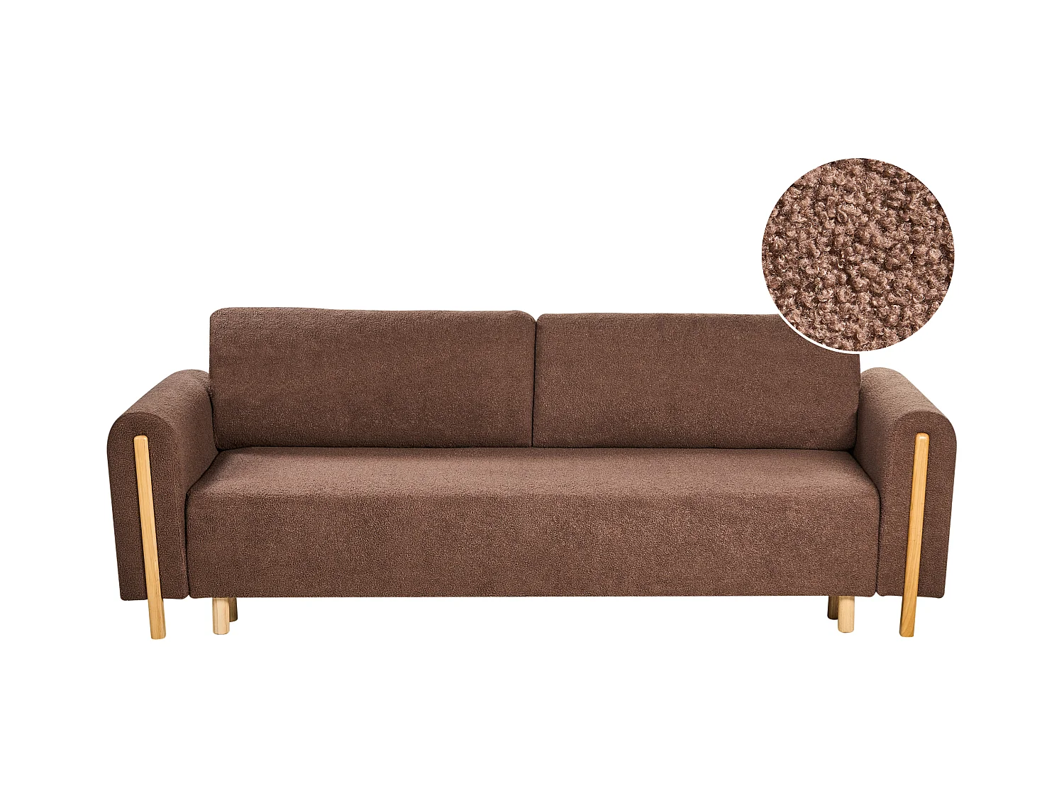 Canapé-lit 3 places KVAM Bouclé Marron avec rangement