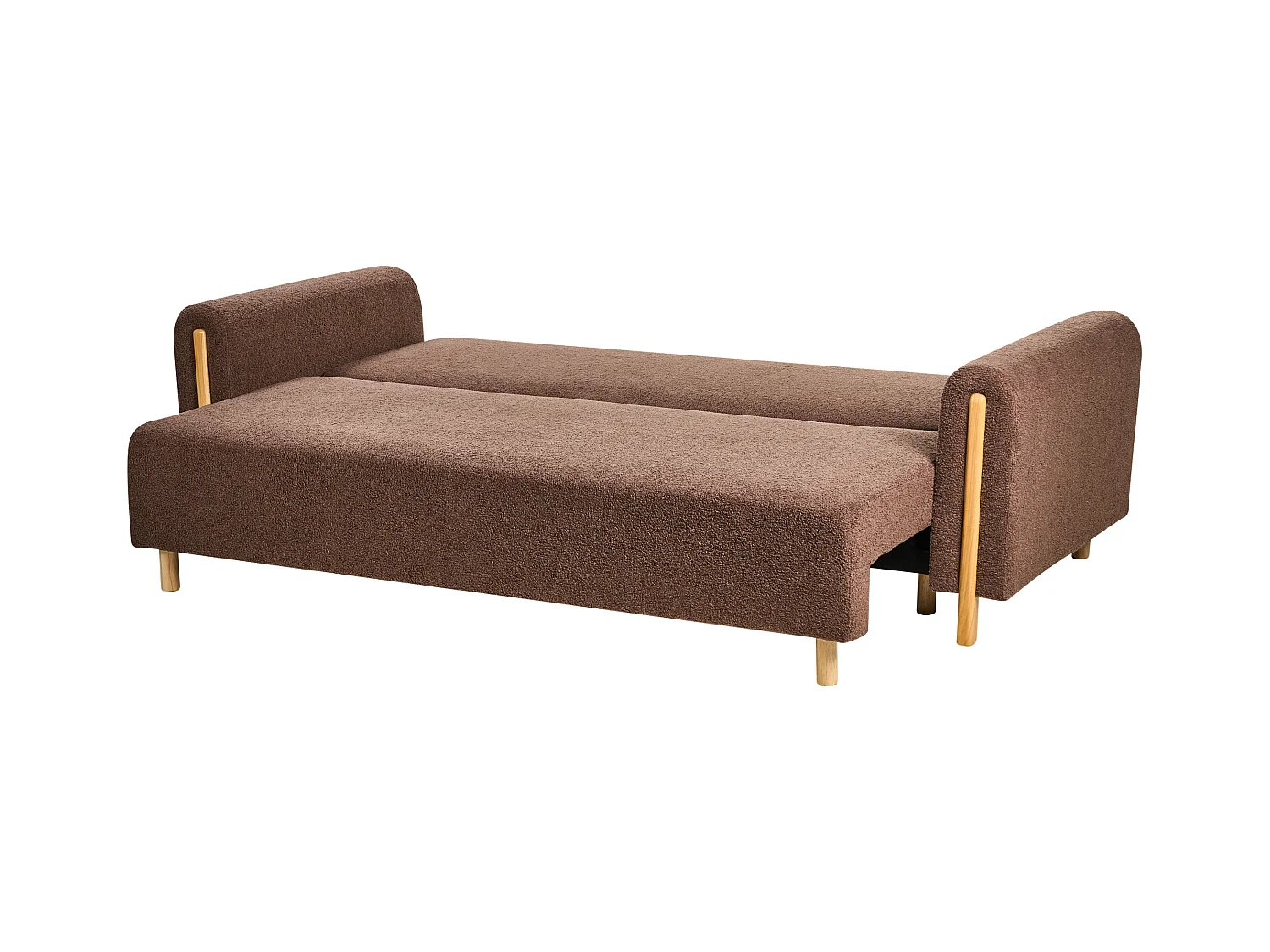 Canapé-lit 3 places KVAM Bouclé Marron avec rangement