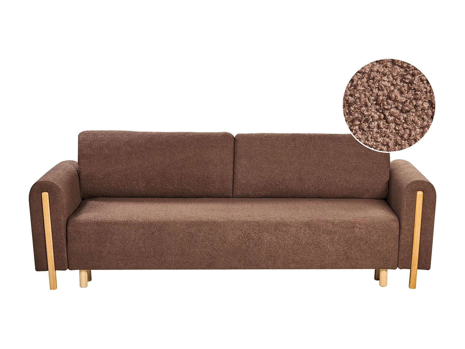 Sofa Bed 3 Seater KVAM Boucle Brown with Storage
